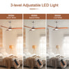52-inch reversible ceiling fan with LED light, featuring adjustable temperatures and remote control for year-round.