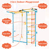 7-in-1 kids indoor gym playground featuring monkey bars, pull-up bar, and rope wall for active play and fun.
