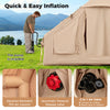 Inflatable camping tent for 4-6 people with waterproof canopy, quick setup pump, and mesh windows for ventilation.