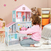 3-tier toddler dollhouse with colorful wallpaper, 6 rooms, and furniture accessories for imaginative play.