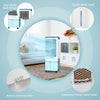 4-in-1 evaporative air cooler with 12L water tank, remote control, and oscillating function for efficient cooling.