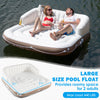 Large inflatable pool float lounge with detachable sunshade, cup holders, and ergonomic design for two adults.