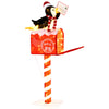 Lighted penguin on mailbox decoration with 100 warm white LEDs, perfect for festive outdoor displays.