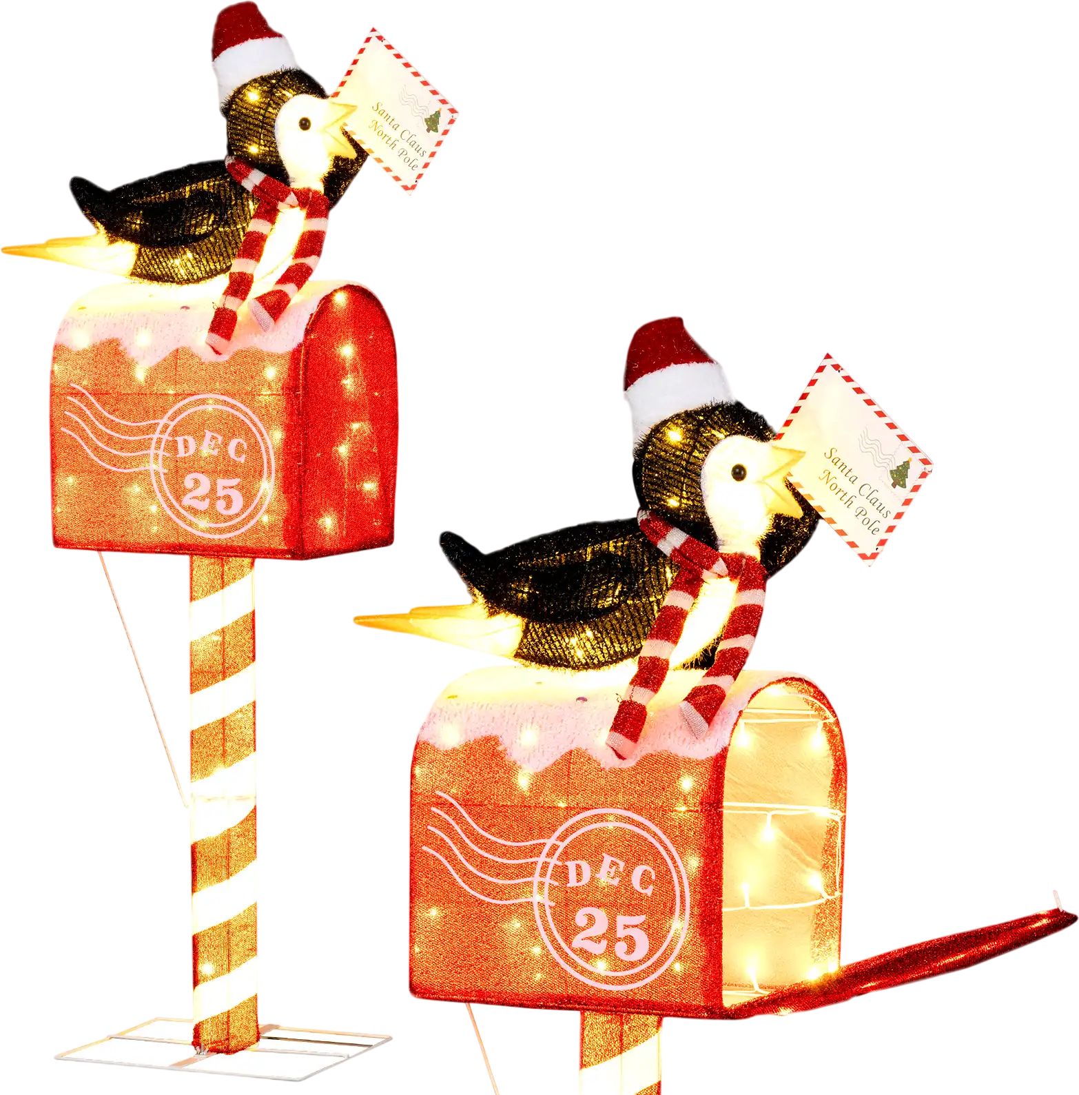 Costway 4.8' Lighted Penguin Mailbox Pre-Lit Christmas Decoration 53632061 New