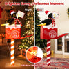Lighted penguin on mailbox decoration with 100 warm white LEDs, perfect for festive displays in homes and shops.