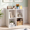 White 3-cube book shelf with open storage for books and decor, featuring tool-free assembly for easy setup in any room.