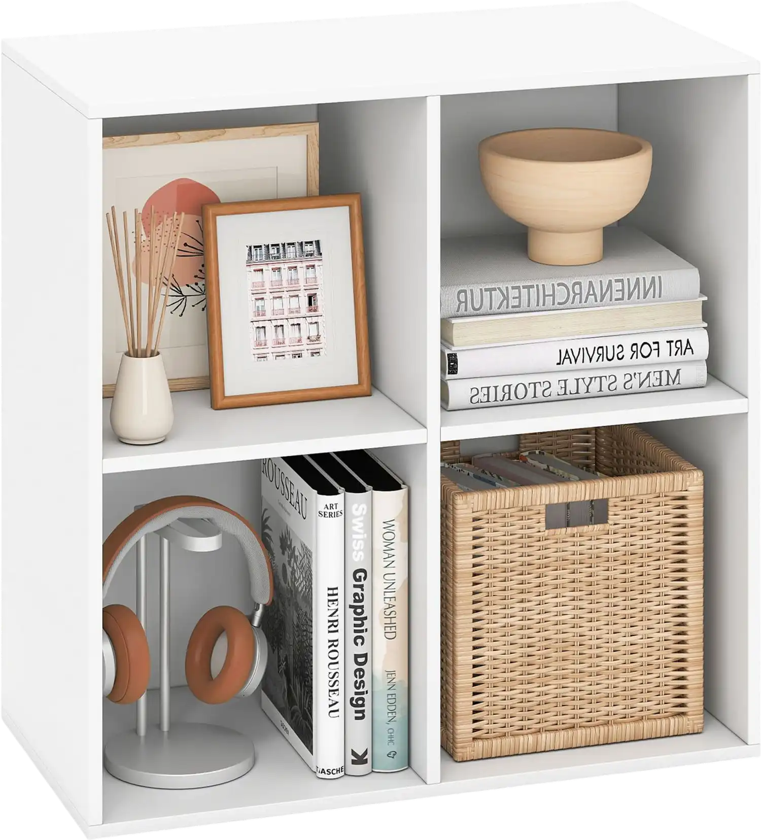 Costway 4-Cube Wooden Bookcase Storage Organizer Bookshelf 56026649 New