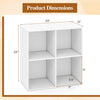 White 3-cube book shelf with dimensions 24" x 12" x 24", designed for easy access and tool-free assembly.