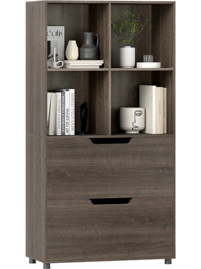 Costway 5-Tier 4-Cube Bookcase Bookshelf w/ 2 Drawers 51