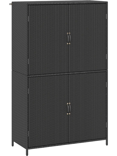 Costway 4-Door Rattan Vertical Storage Shed with Adjustable Shelves 85880765 New