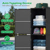 Hand-woven black PE rattan vertical storage shed featuring an anti-toppling device, perfect for secure outdoor.