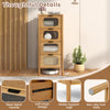 4-drawer bamboo storage cabinet with fluted tempered glass drawers, sleek metal handle, and non-slip foot pads for.