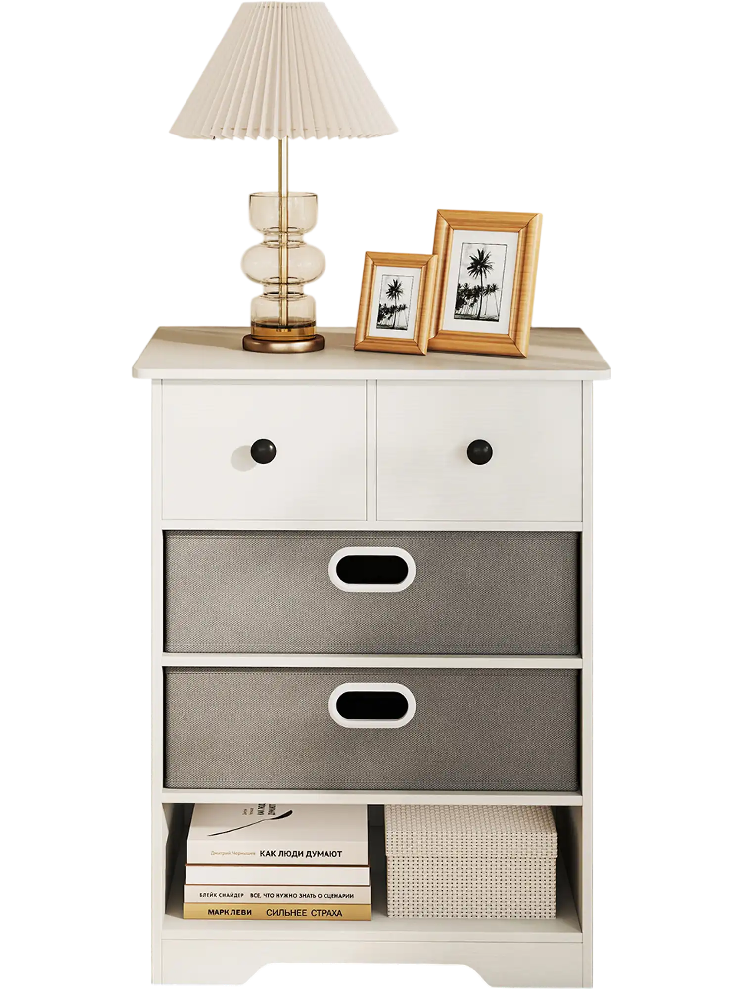 Costway 4-Drawer Dresser Chest Storage Organizer with Open Shelves White 872914536 New