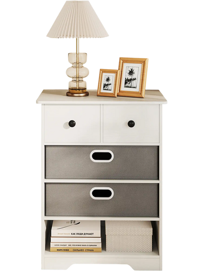 Costway 4-Drawer Dresser Chest Storage Organizer with Open Shelves White 872914536 New