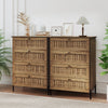 View of the 4-drawer dresser with spacious tabletop and stylish rattan-textured fronts, perfect for modern bedroom.