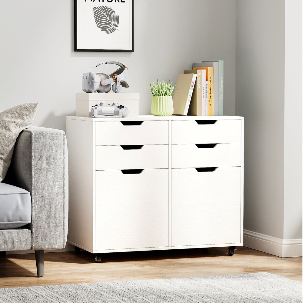 4 Drawer File Cabinet with Wheels for Home Office Organization-White - Gallery View 1 of 9