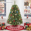 4 FT artificial Christmas tree showcases a classic evergreen design, complete with a decorative red tree skirt for festive charm.