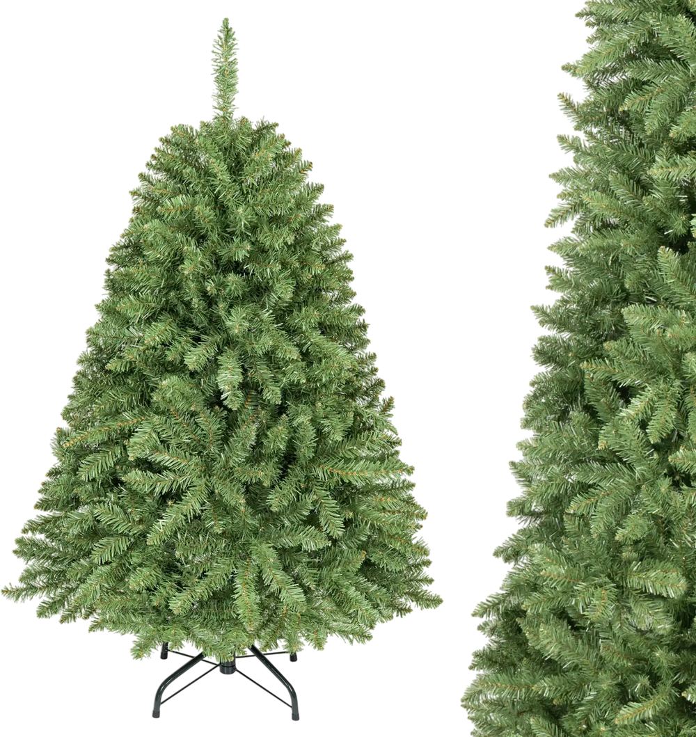 4 FT artificial Christmas tree with lush PVC leaves and hinged branches for easy setup, perfect for holiday decoration.