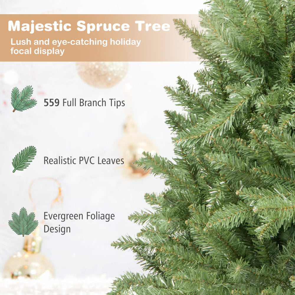 Majestic 4 FT artificial Christmas tree features 559 full branch tips and realistic PVC leaves for festive decor.