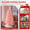 Pink 4 FT artificial Christmas tree with 110 branch tips and 50 warm white LED lights, perfect for festive decoration.