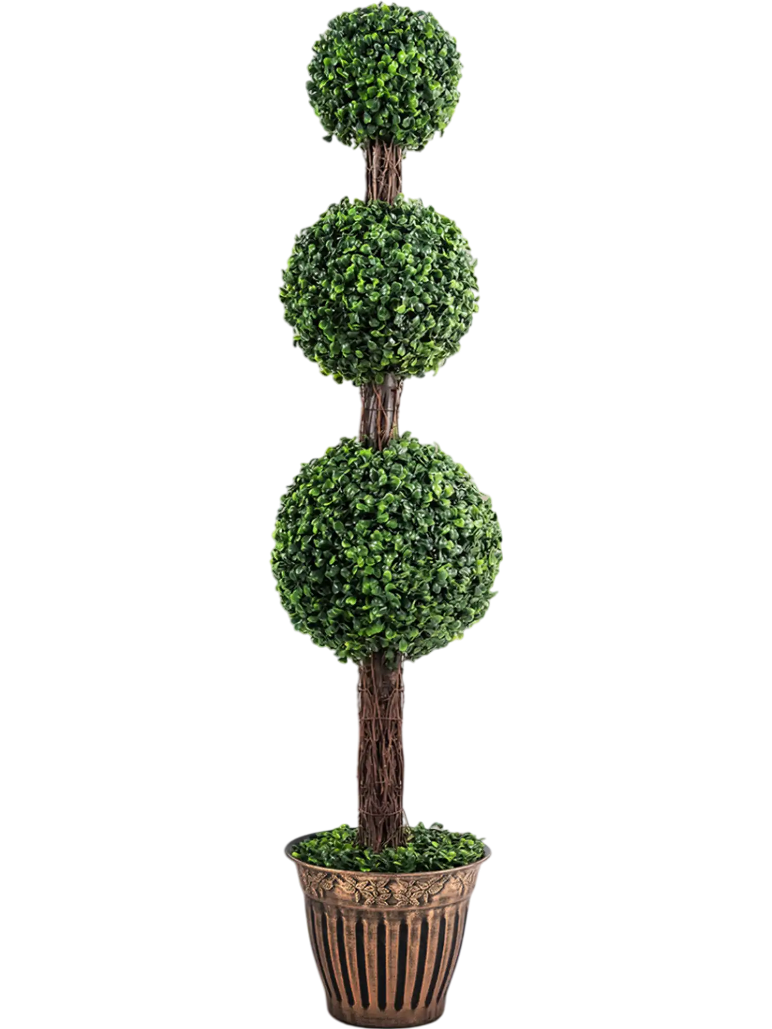Costway 4' Artificial Triple Ball Boxwood Tree w/ Retro Planter 22706214 New