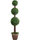 Artificial 4 FT triple ball boxwood tree in a cement-filled retro planter, perfect for indoor decor.