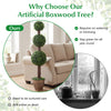 4 FT artificial triple ball boxwood tree in a retro planter, perfect for year-round greenery without maintenance.