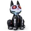 4 FT Day of the Dead inflatable skull cat with LED light, designed with a playful expression and colorful floral accents.