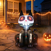 Colorful 4 FT Day of the Dead inflatable skull cat with LED light, perfect for outdoor Halloween decorations.