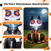 4 FT Day of the Dead inflatable skull cat with LED light, featuring clear skeleton patterns for festive outdoor decoration.