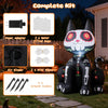 4 FT Day of the Dead inflatable skull cat with LED light, featuring waterproof fabric and stability accessories for outdoor use.