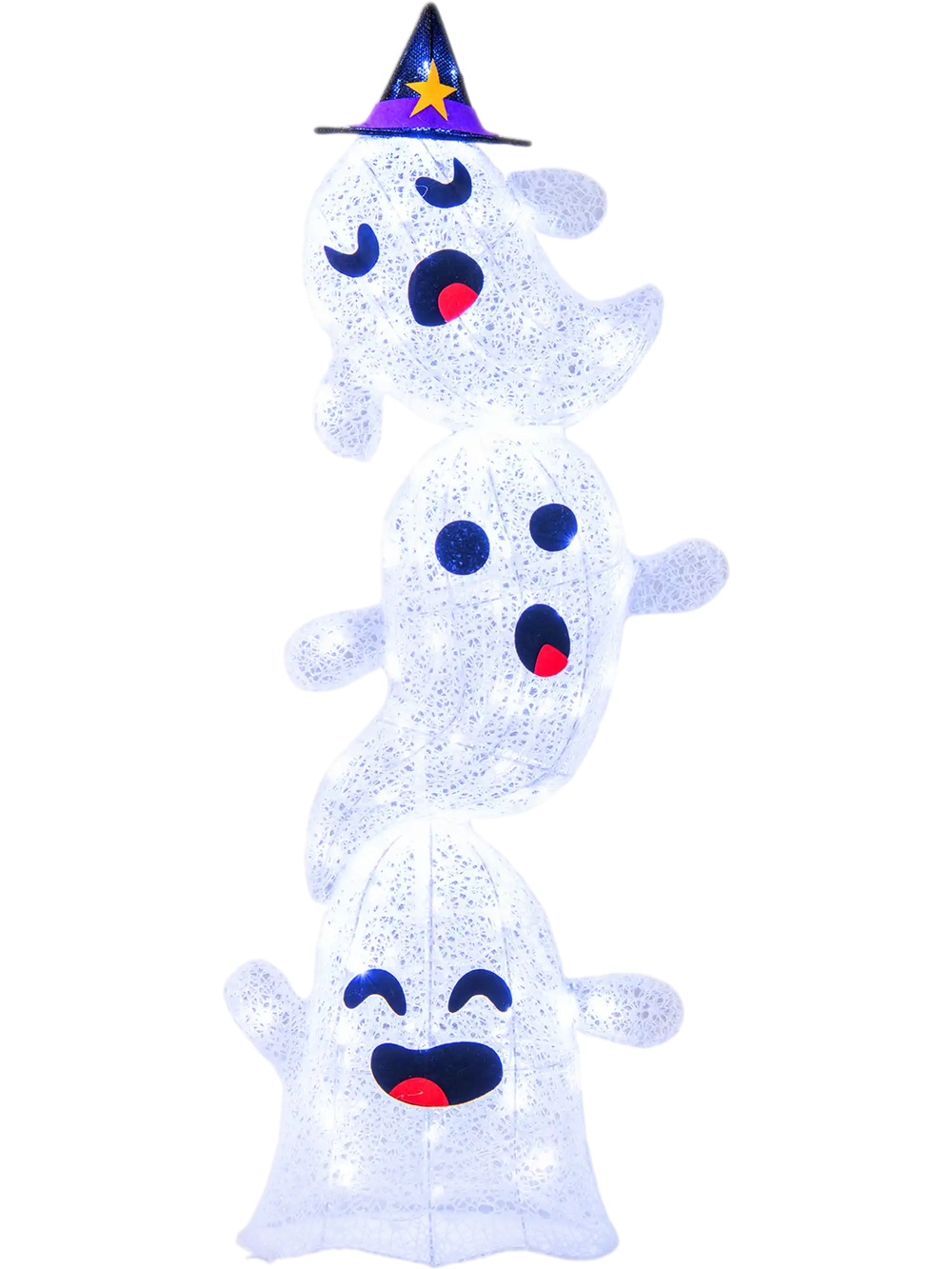 4 FT Lighted Standing Halloween Decoration Stacked Ghosts with 120 LED Lights