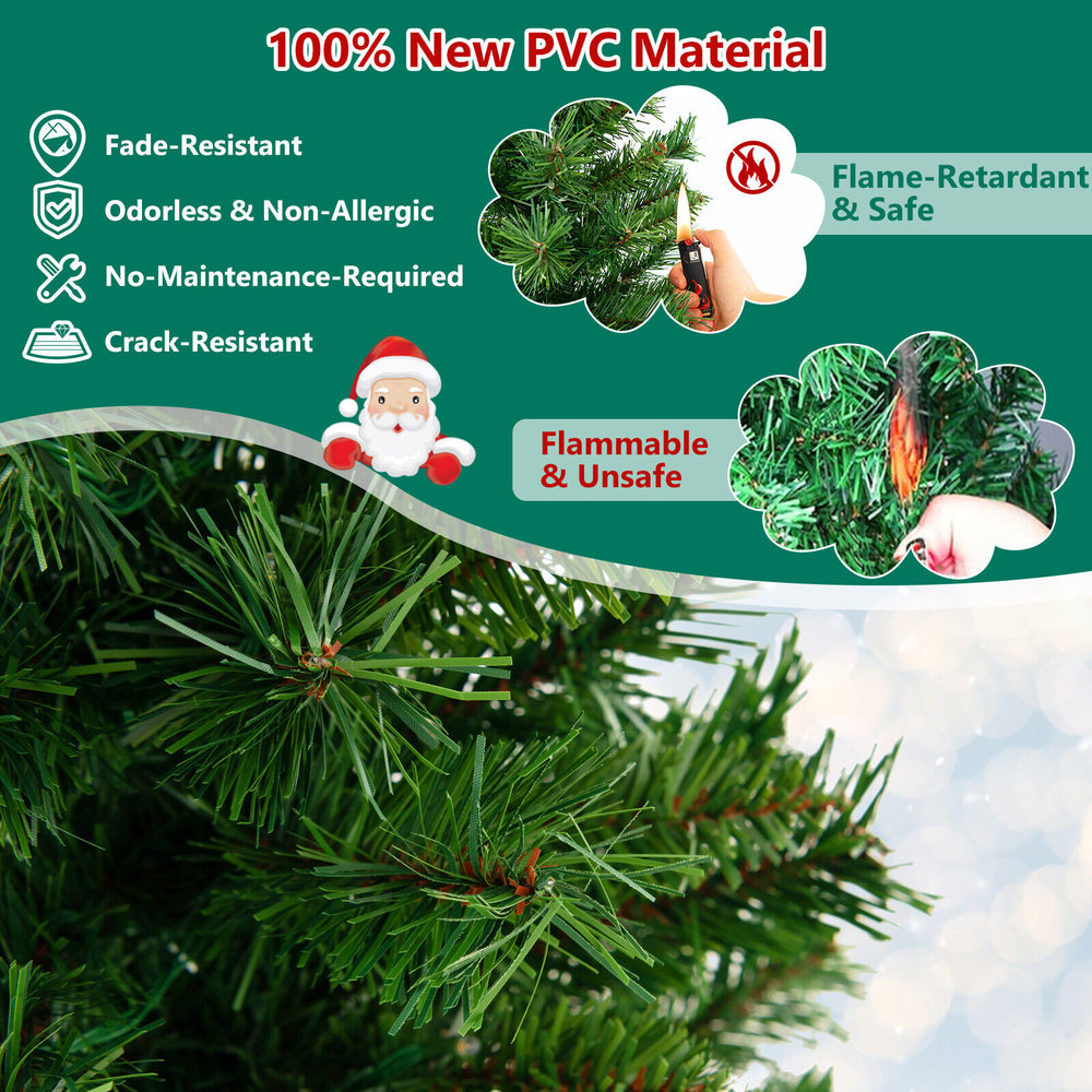 Close-up of the 4 Feet Pre-Lit Potted Christmas Tree showcasing dense branch tips and non-flammable PVC material.