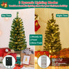 Side view of the 4 Feet Pre-Lit Potted Christmas Tree, highlighting its antique urn base and warm LED lighting for.