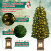 4 feet pre-lit potted Christmas tree with 160 branch tips, warm-white LED lights, and antique urn base for festive.