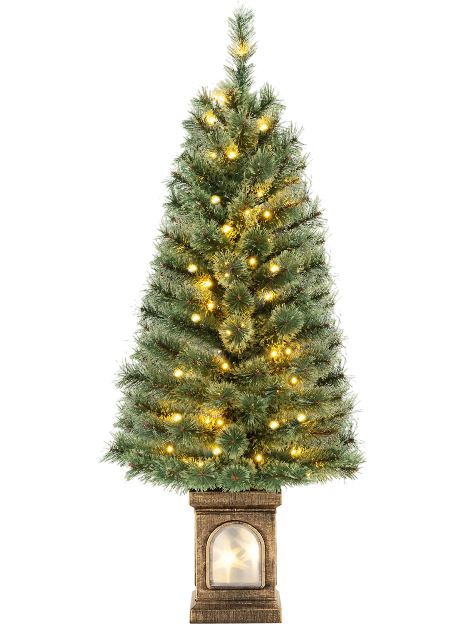 Costway 4' Pre-Lit Potted Christmas Tree Pine Needles 648293571 New
