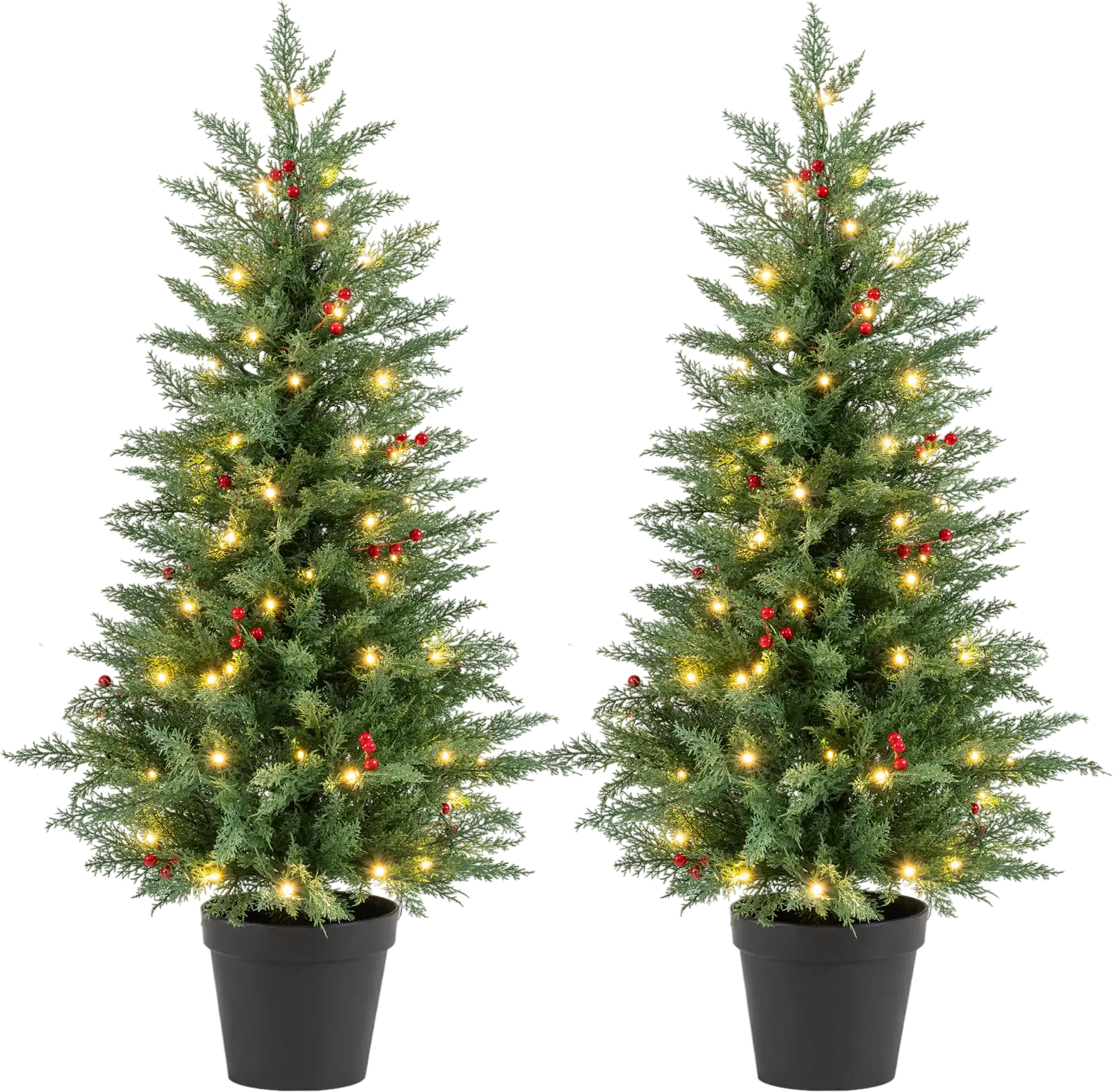 Costway 4' Pre-Lit Christmas Tree 2 Pack 70 Warm White LED 173 Tips 35219957 New
