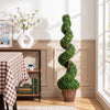 Elegant 4 feet artificial boxwood spiral tree with twisted wood vines in a sturdy planter, ideal for enhancing indoor spaces.