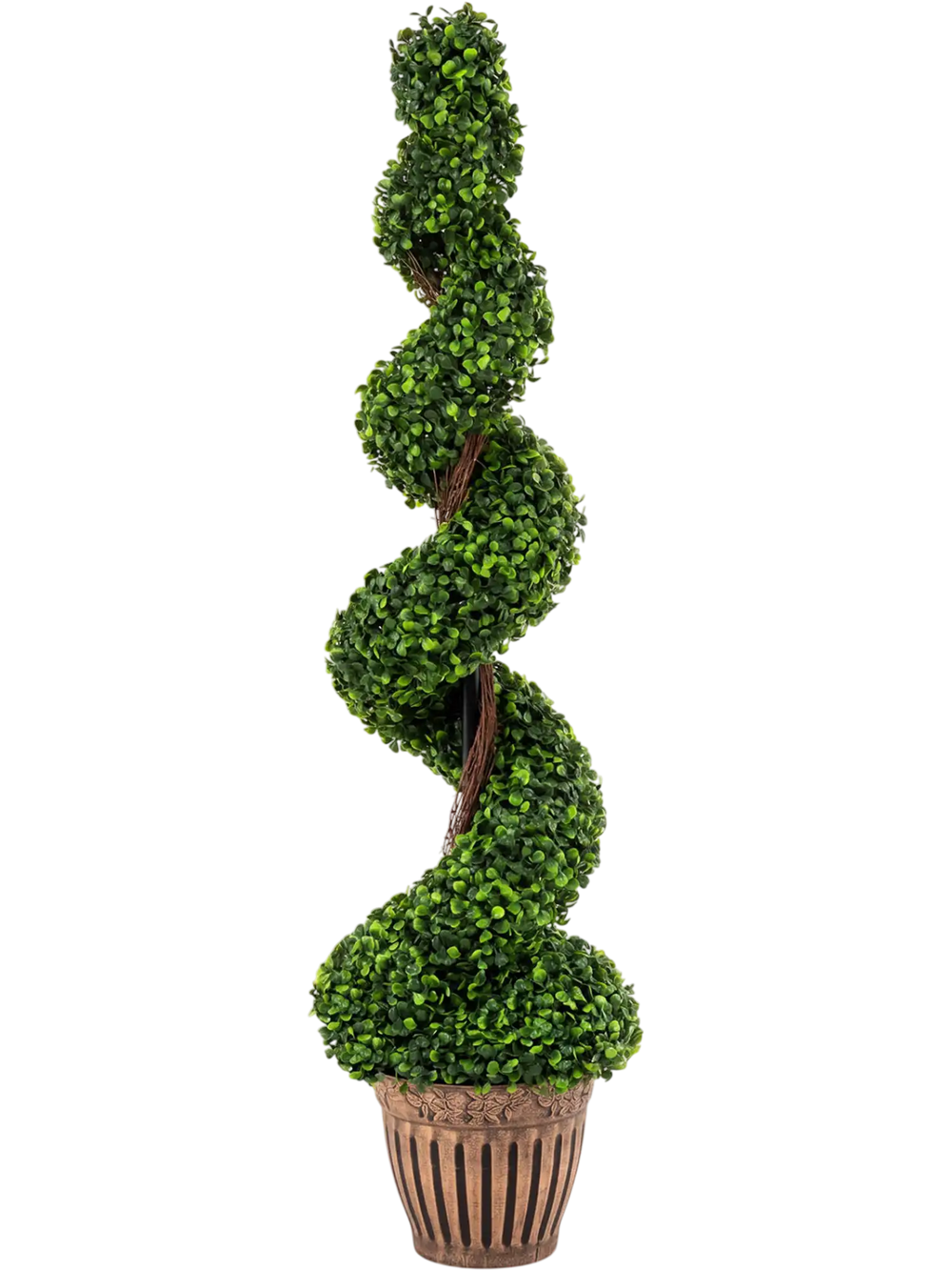 4 Feet Artificial Boxwood Spiral Green Leaves Tree