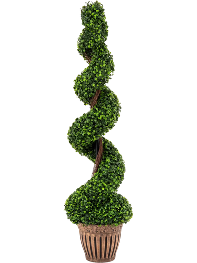 Costway 4' Artificial Boxwood Spiral Tree Green Leaves 81745290 New