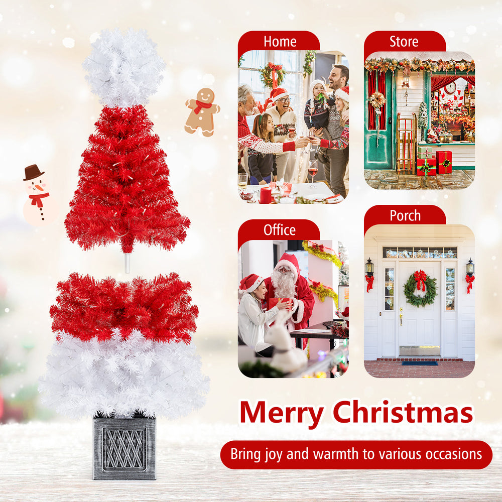 4 feet artificial Christmas tree with 300 branch tips and 100 warm white LED lights, perfect for festive holiday decor.