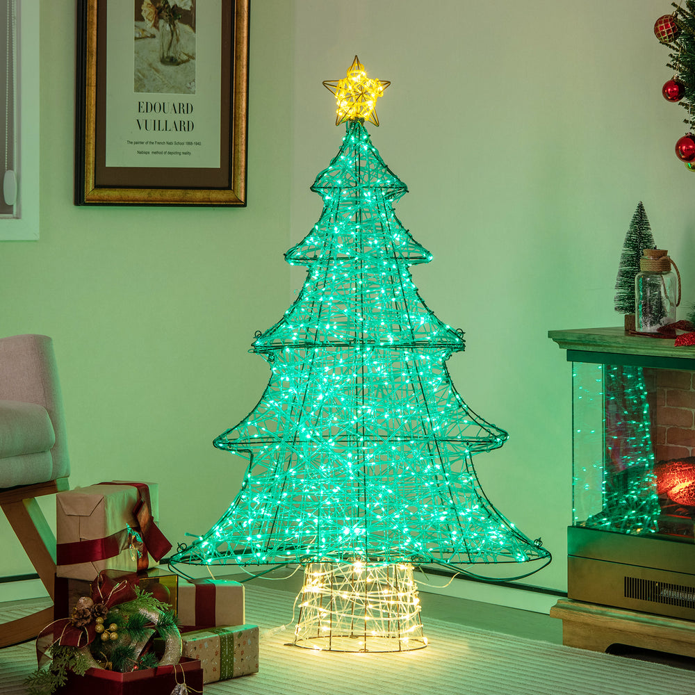 Lighted 4 feet artificial Christmas tree with 520 LED lights and top star, perfect for festive home or outdoor.