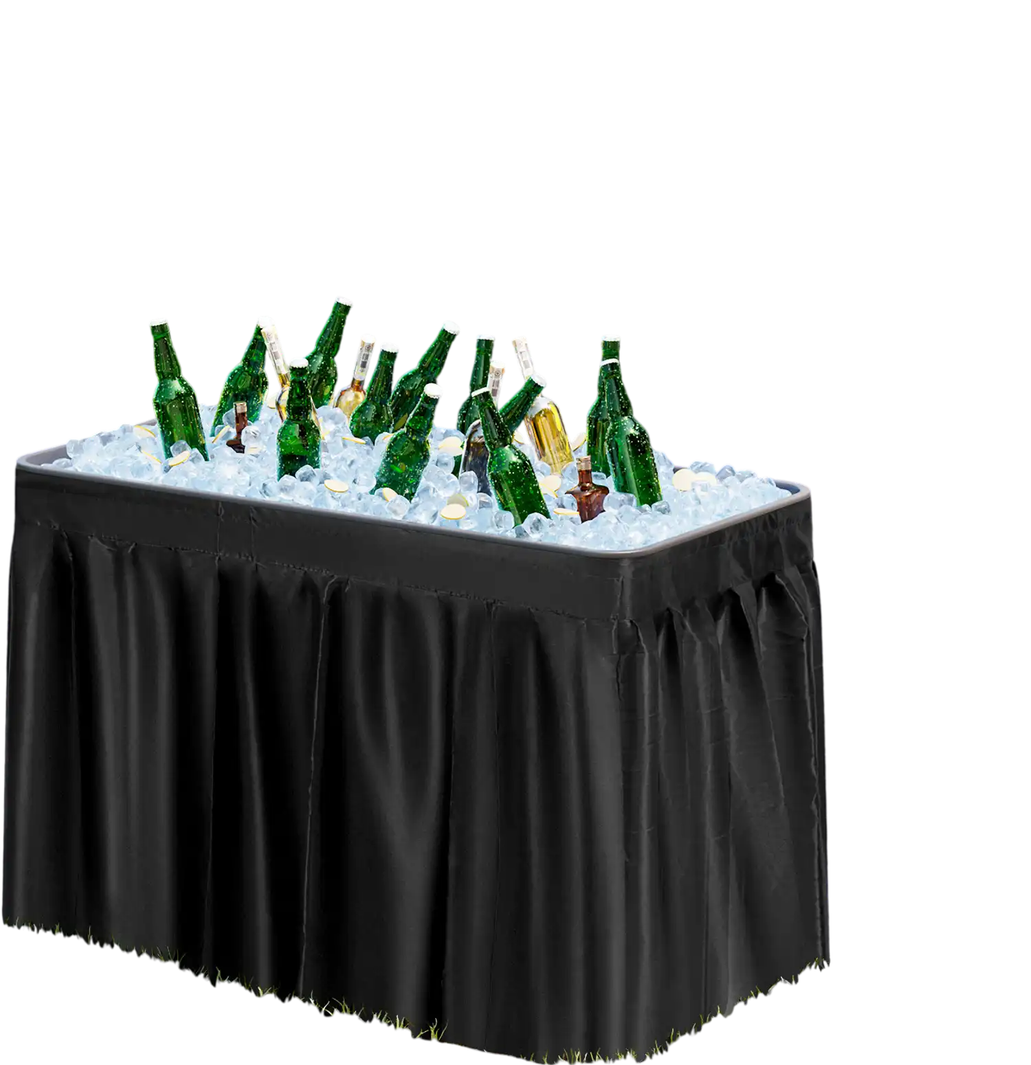 Costway 4' Plastic Party Ice Folding Table w/ Matching Skirt Black 194685732 New