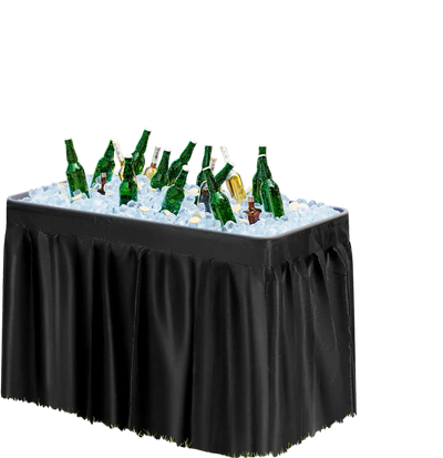 Costway 4' Plastic Party Ice Folding Table w/ Matching Skirt Black 194685732 New