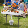 4 Feet Plastic Party Ice Folding Table with Matching Skirt and Ice Bucket-White - Gallery View 1 of 9