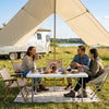 Portable 4 feet camping table with HDPE tabletop and metal legs, ideal for outdoor dining and gatherings.