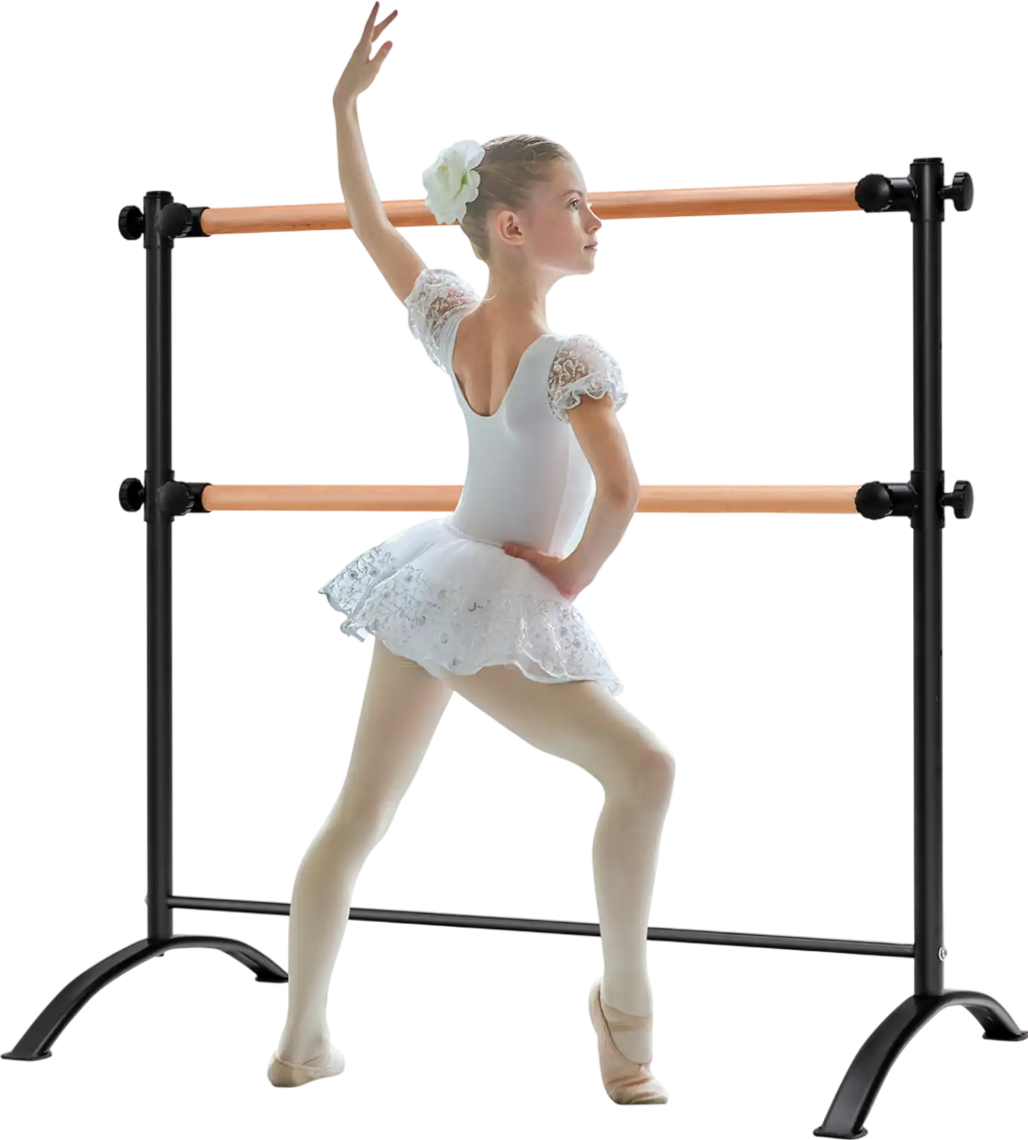 Costway Portable Freestanding Double Ballet Barre 4' Adjustable 28935746 New