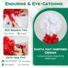 4 Ft artificial Christmas tree with Santa hat design, 300 branch tips, made of fireproof PVC, ideal for holiday decor.