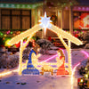 Lighted 4 Ft nativity scene featuring the Holy Family with 272 LED beads, perfect for outdoor Christmas displays.