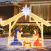 Lighted 4 Ft nativity scene featuring the Holy Family with 272 LED beads, perfect for indoor or outdoor Christmas decor.